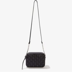 New Rebecca Minkoff Top Zip Studded Vegan Black Crossbody